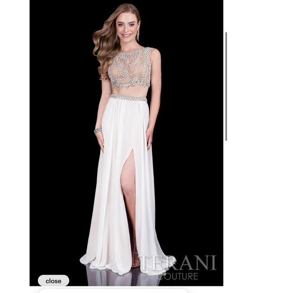 TERANI COUTURE PROM 1611P1018 White & Nude size 6 - Picture 1 of 16